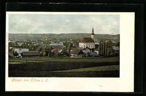 AK Eibau i. S., Ortsansicht mit Kirche