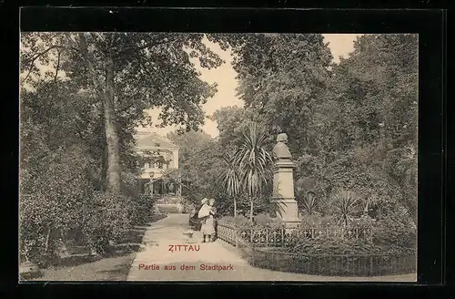 AK Zittau, Partie aus dem Stadtpark