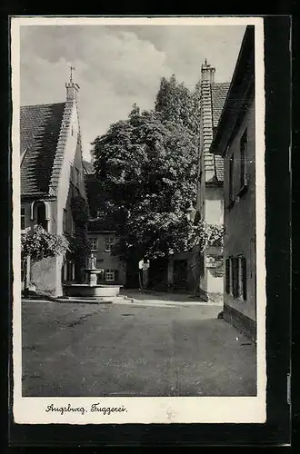 AK Augsburg, Strassenpartie mit Fuggerei