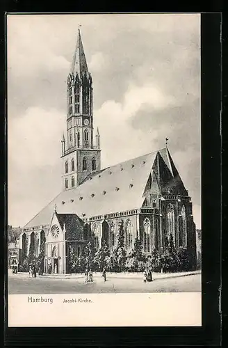 AK Hamburg, Jacobi-Kirche mit Strasse