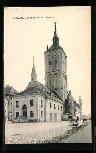 AK Deggendorf /Bay., Rathaus mit Strasse