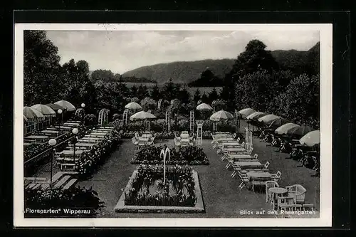AK Wipperau, Gartenwirtschaft Floragarten, Blick auf den Rosengarten