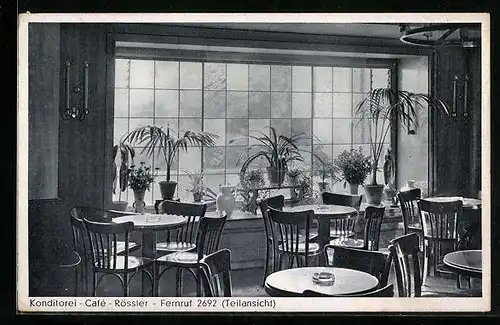 AK Menden /Sauerland, Konditorei-Cafe Rössler, Teilansicht