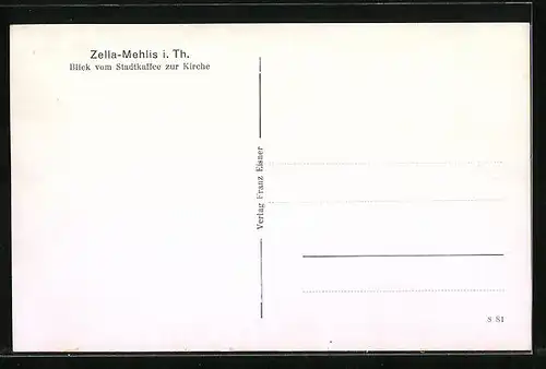 AK Zella-Mehlis i. Th., Blick vom Stadtcafe zur Kirche im Winter