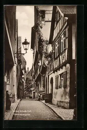 AK Schwäbisch Hall, Obere Herrengasse mit Fachwerkhäusern