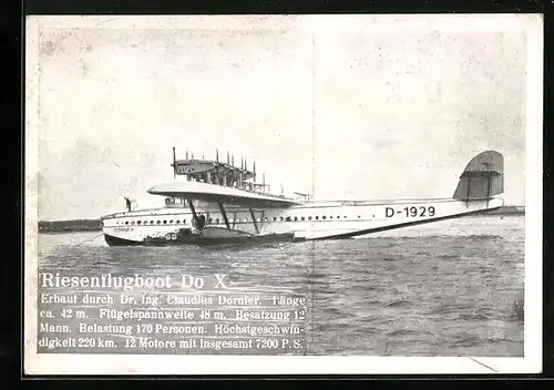 AK Riesenflugboot Dornier Do X, Wasserflugzeug