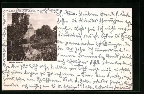 AK Lippborg, Haus Assen vom Wasser gesehen