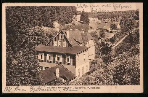 AK Clausthal-Zellerfeld, Kurhaus Untermühle im Spiegeltal aus der Vogelschau