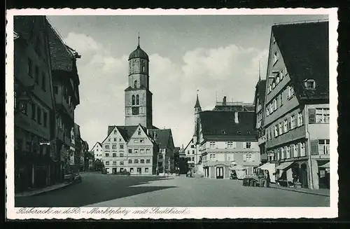 AK Biberach a.d. R., Marktplatz mit Stadtkirche