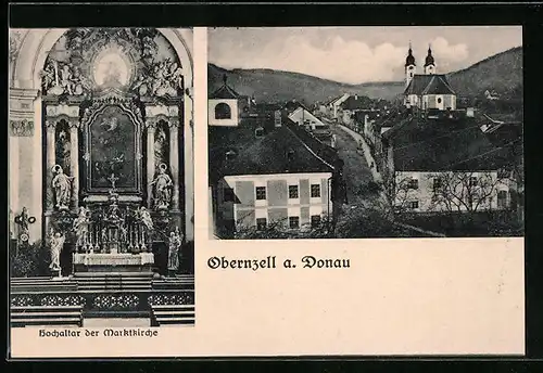 AK Obernzell a. Donau, Hochaltar der Marktkirche, Teilansicht