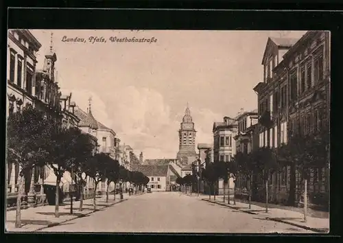 AK Landau /Pfalz, Partie in der Westbahnstrasse