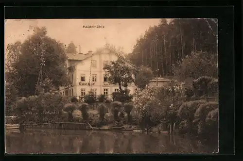 AK Langebrück, Gasthof zur Haidemühle, Inh. Franz Riemer