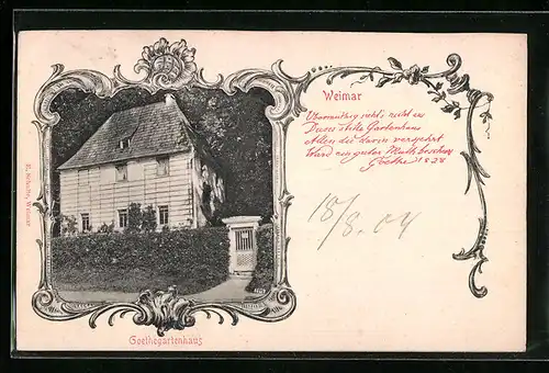 Relief-AK Weimar, Goethegartenhaus