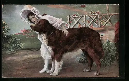 AK Kleines Mädchen mit Sennenhund