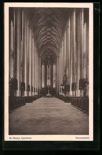 AK Landshut, Innenansicht von St. Martin