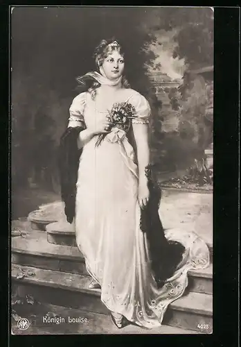 AK Königin Luise von Preussen mit Blumenstrauss