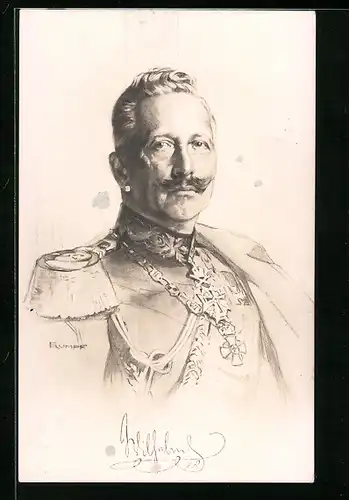 Künstler-AK Kaiser Wilhelm II. in Gala-Uniform