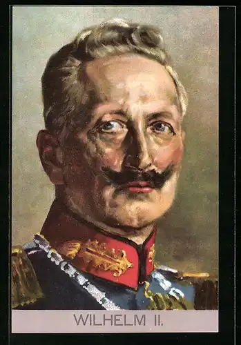 Künstler-AK Portrait von Kaiser Wilhelm II. mit grimmigem Blick