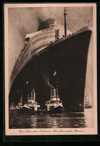 AK Passagierschiff Bremen, Vier-Schrauben-Turbinen-Schnelldampfer des Nordd. Lloyd
