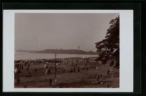 Foto-AK Berlin-Wannsee, Strand am Schwimmbad, Nikolassee 1907