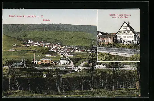 AK Grunbach i. R., Gasthof zum Hirsch, Teilansicht mit Buoch