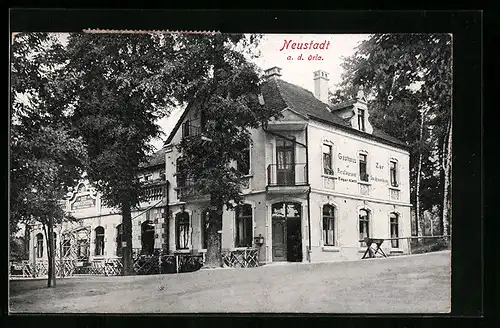 AK Neustadt a. d. Orla, Gasthaus zur Sachsenburg von Edgar Klett
