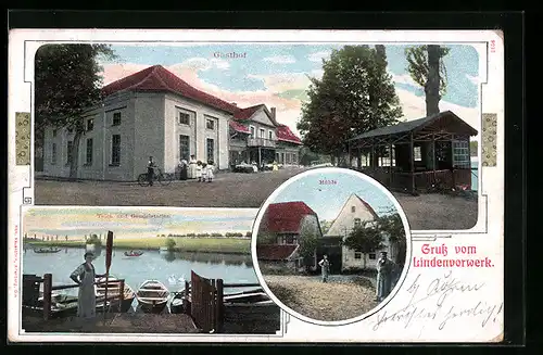 AK Kohren, Lindenvorwerk, Gasthof, Mühle, Teich