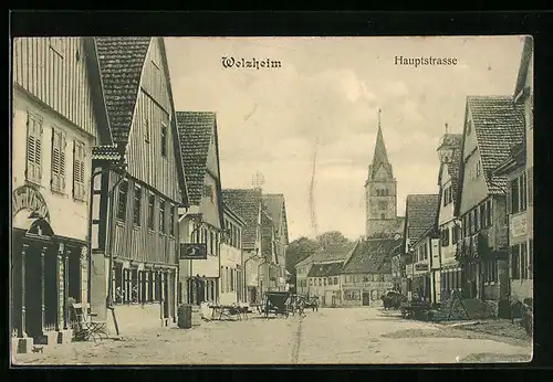 AK Welzheim, Hauptstrasse mit Geschäften