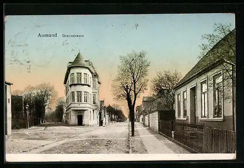 AK Aumund, Grenzstrasse mit Gebäudeansicht