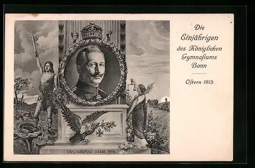 AK Bonn, Die Einjährigen des Königlichen Gymnasiums 1915, Absolvia