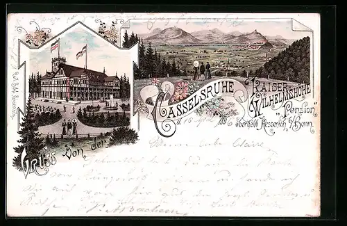 Lithographie Bonn, Gasthaus Casselsruhe, Kaiser-Wilhelmshöhe