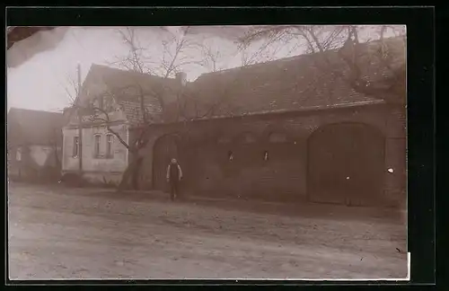 Foto-AK Turnow bei Peitz, Hüfnergut Boschan, Ansicht von der Dorfstrasse, ca. 1910