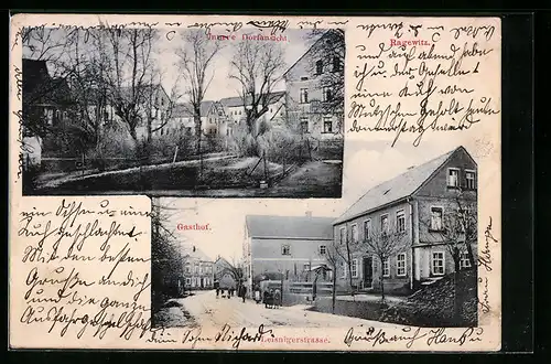 AK Ragewitz, Ortspartie und Leisnigerstrasse mit Gasthof