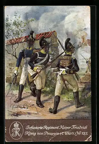 Künstler-AK Jahrhundertfeier des Infanterie-Regiments Kaiser Friedrich König von Preussen (7. Württ.) Nr. 125, 1909