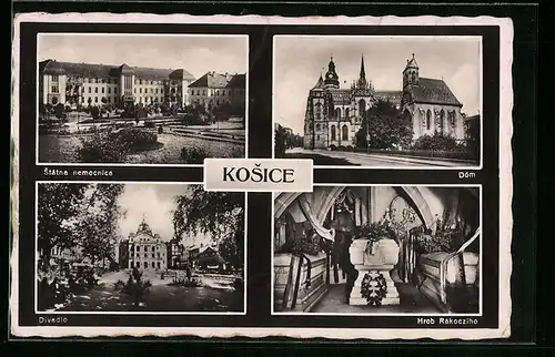 AK Kosice, Dom, Divadlo, Statne nemocnica, Hrob Rakocziho