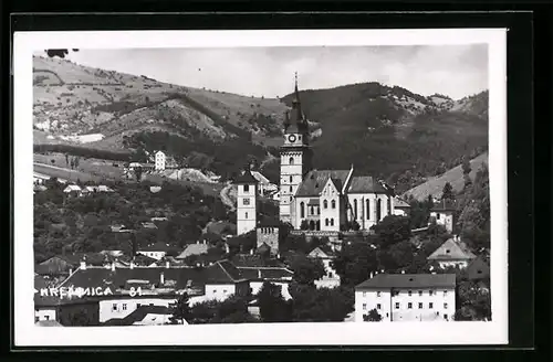 AK Kremnica, Ortspartie mit Kirche