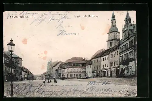 AK Frankenberg i. Sa., Markt mit Rathaus