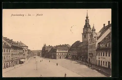 AK Frankenberg / Sa., Markt aus der Vogelschau