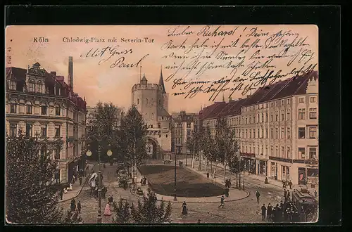 AK Köln, Chlodwig-Platz mit Severin-Tor