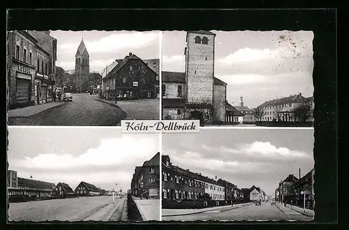 AK Köln-Dellbrück, Strassenpartie, Blick zur Kirche