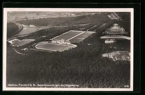 AK Frankfurt-Niederrad, Stadion, Gesamtansicht aus der Vogelschau