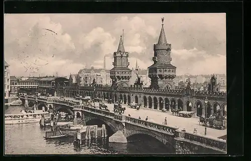 AK Berlin-Friedrichshain, Oberbaumbrücke