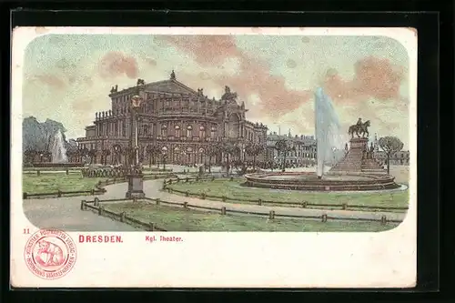Lithographie Dresden, Königliches Theater