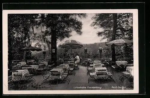 AK Frankenberg / Sa., Restaurant Lützelhöhe, Gartenpartie