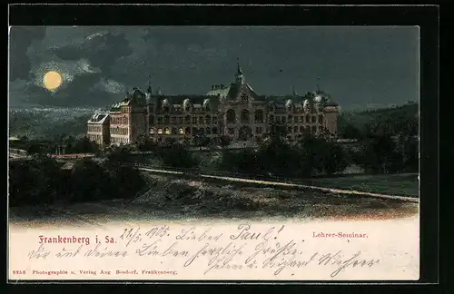 AK Frankenberg i. Sa., Lehrer-Seminar im Mondschein