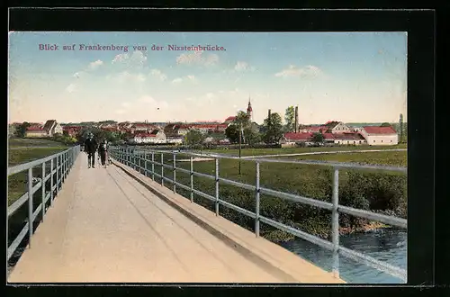 AK Frankenberg / Sa., Ortsansicht von der Nixsteinbrücke gesehen