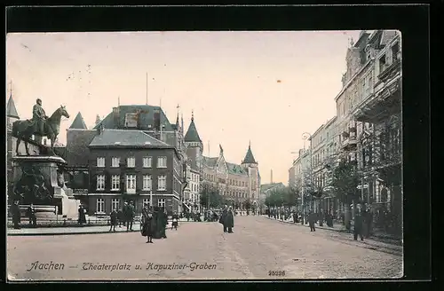 AK Aachen, Theaterplatz und Kapuziner-Graben
