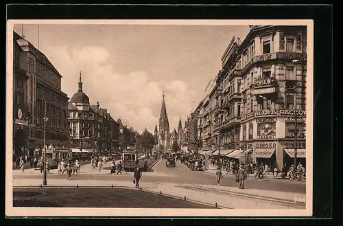 AK Berlin-Charlottenburg, Tauentzienstrasse mit Strassenbahn