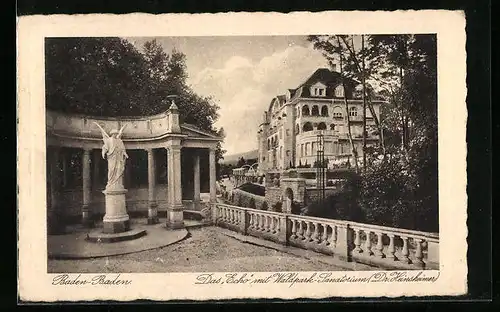 AK Baden-Baden, Das Echo mit Waldpark-Sanatorium (Dr. Heinsheimer)