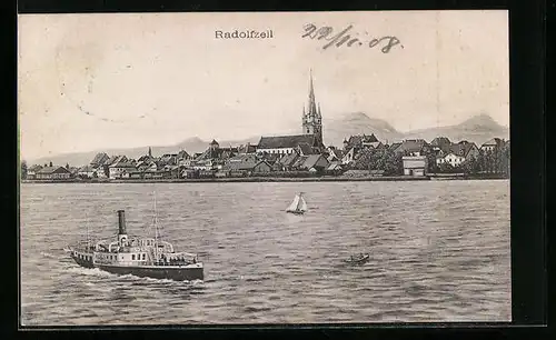 AK Radolfzell, Panorama vom Wasser gesehen